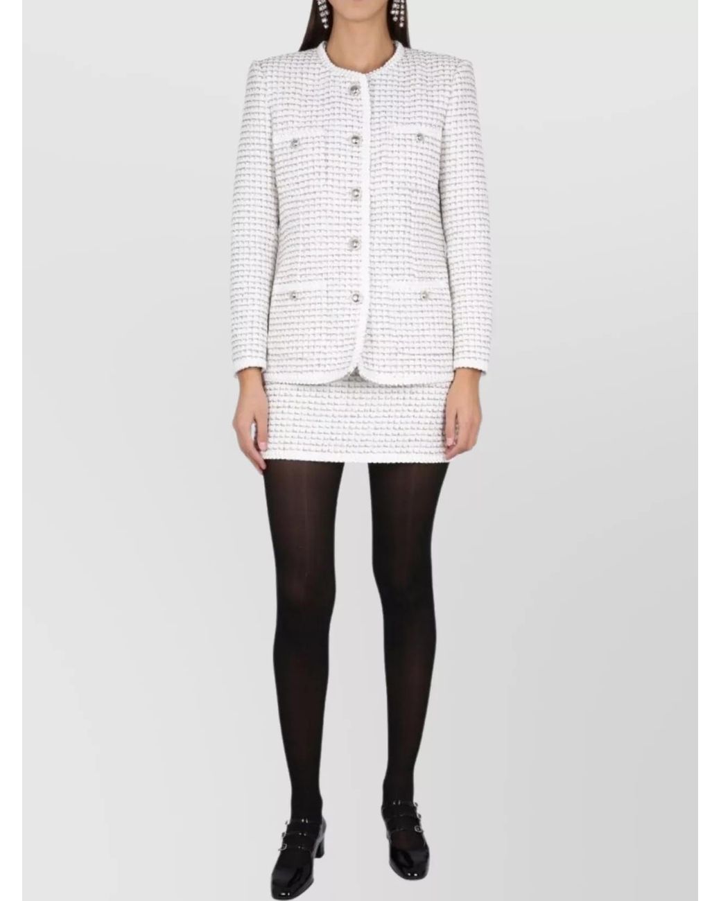 Alessandra Rich White Tweed Jacket
