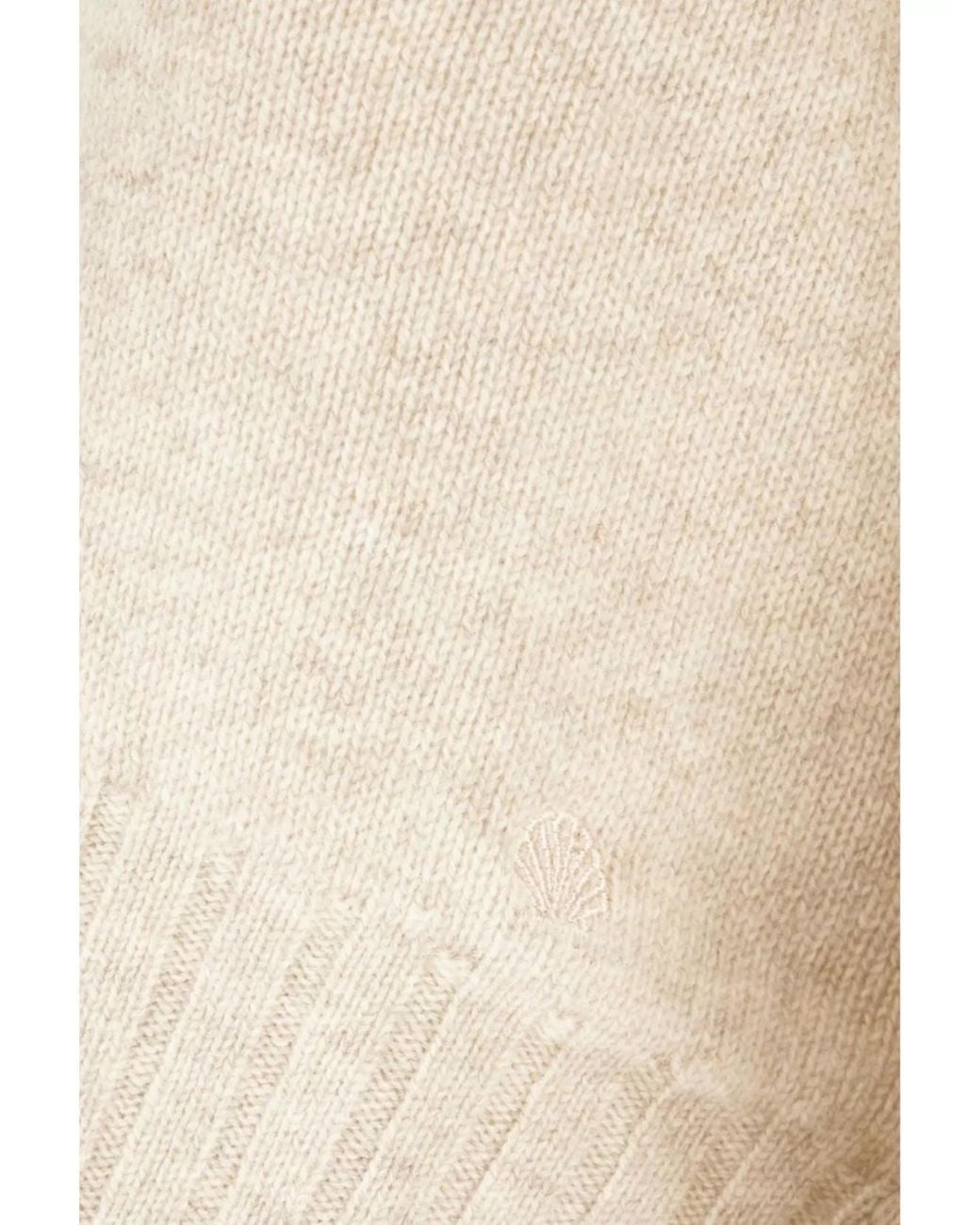 Loulou de Saison White Cashmere Ribbed Crew-Neck Short Sweater