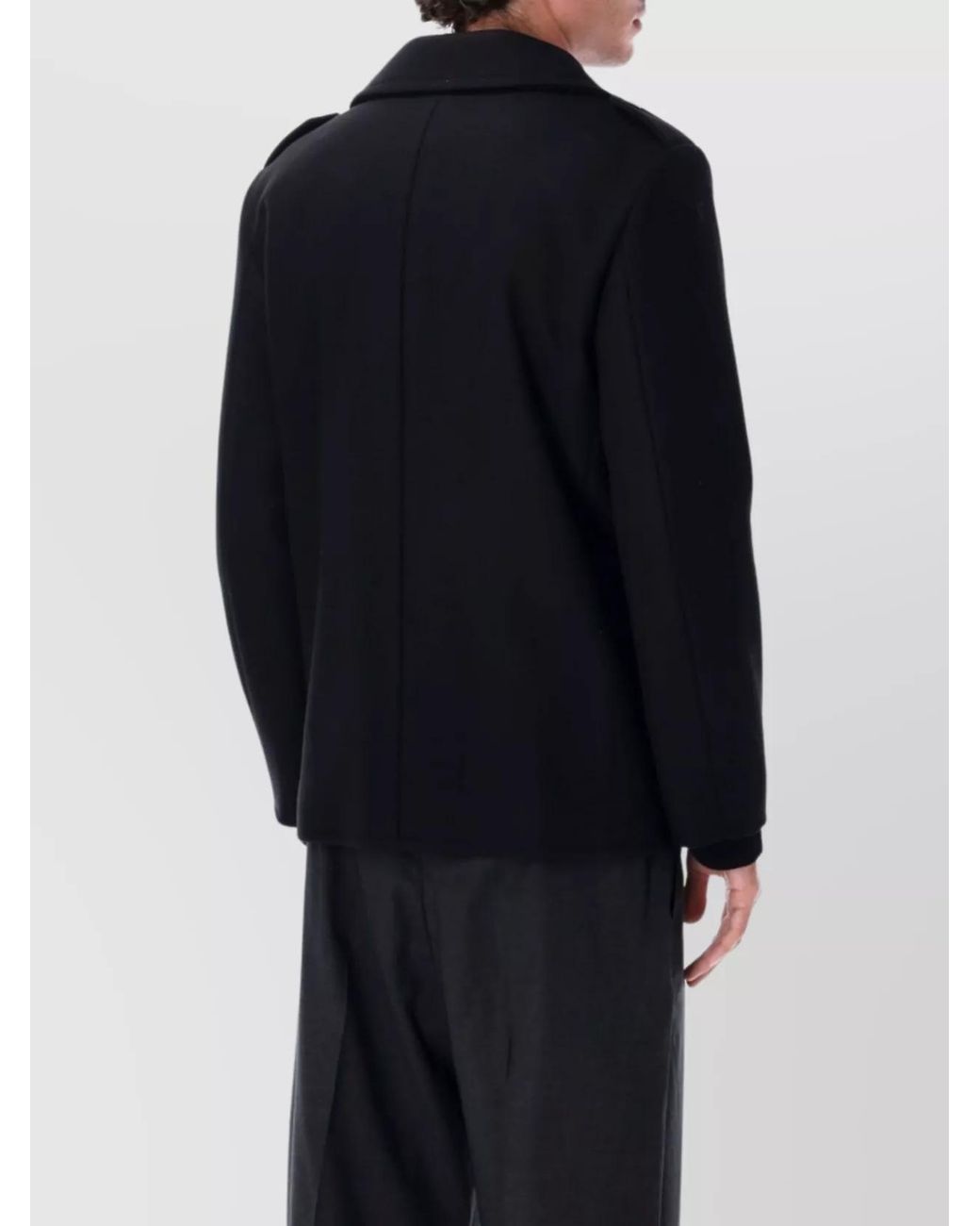 Saint Laurent Blue Wool Double-Breasted Coat for men