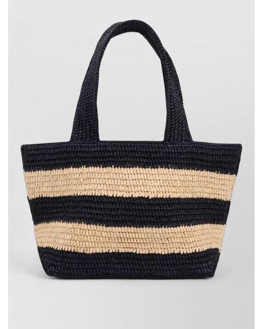 Patou Blue Striped Tote Bag Dual Top Handles