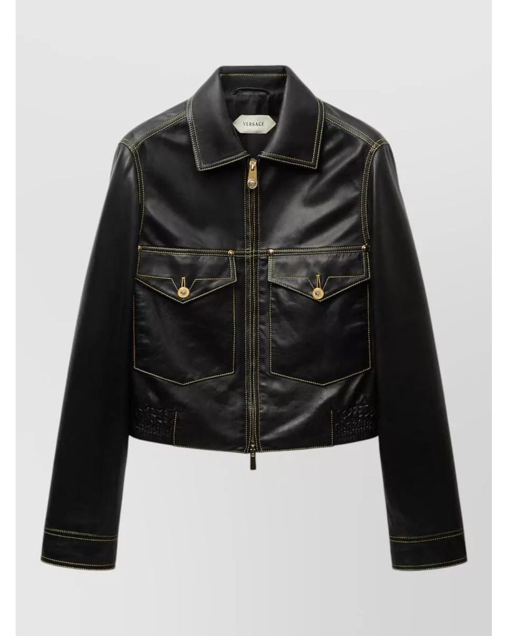 Versace Black Lamb Leather Regular-Fit Blouson Jacket