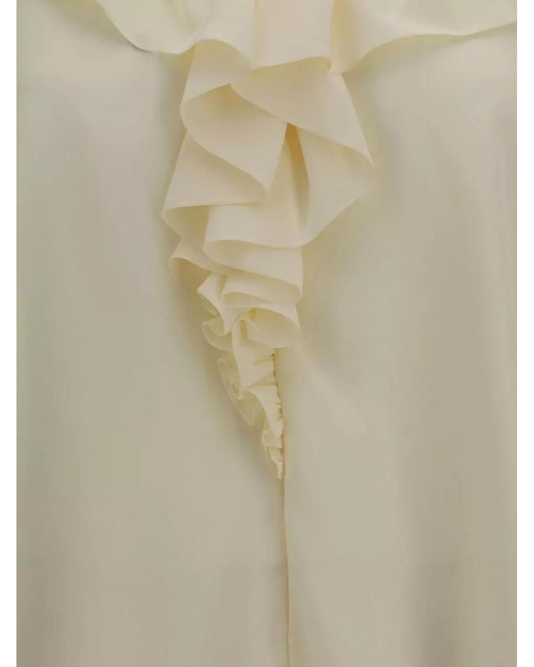 Chloé Natural Silk Ruffled V-Neck Blouse
