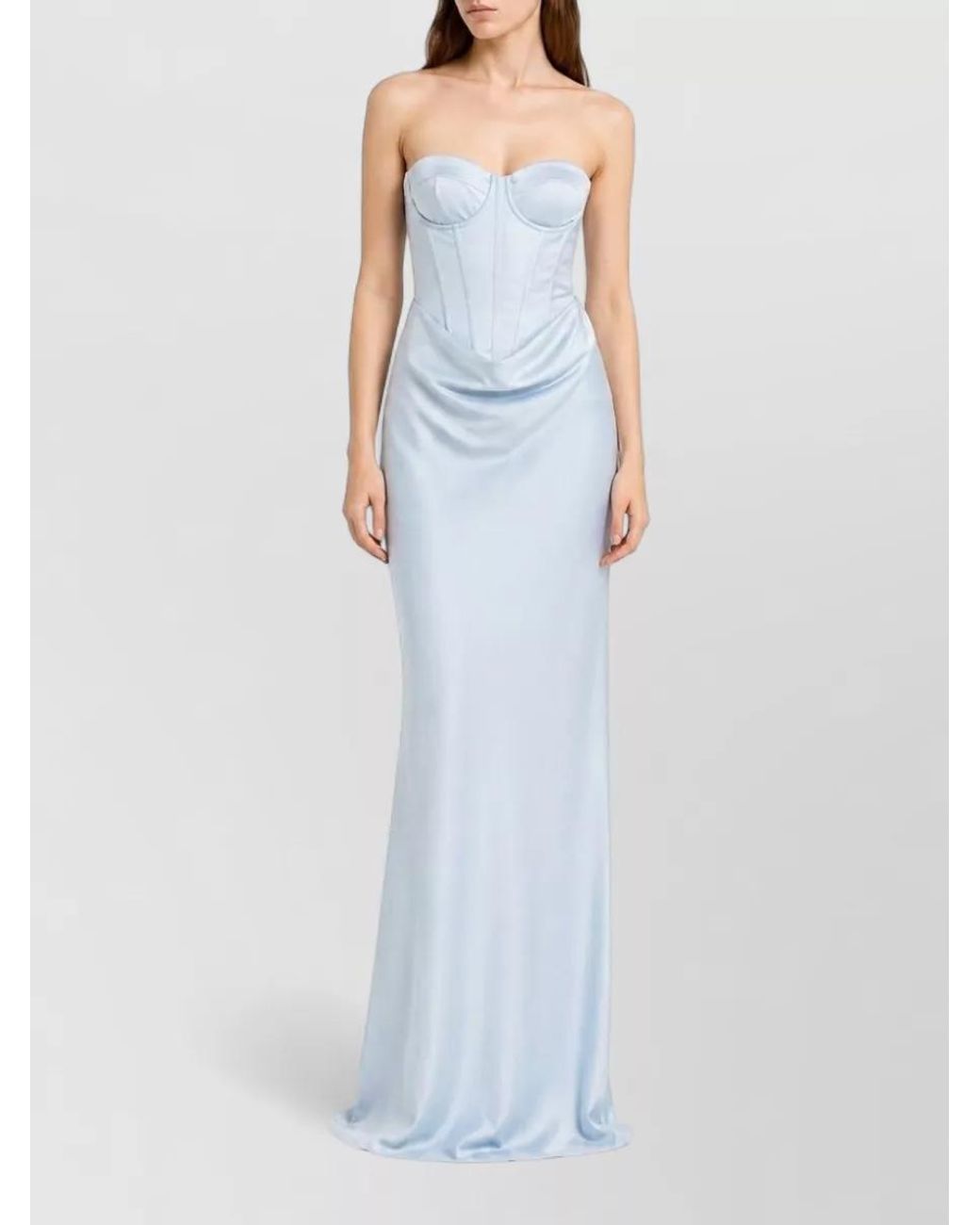 ROTATE BIRGER CHRISTENSEN Blue Satin Corset Maxi Dress