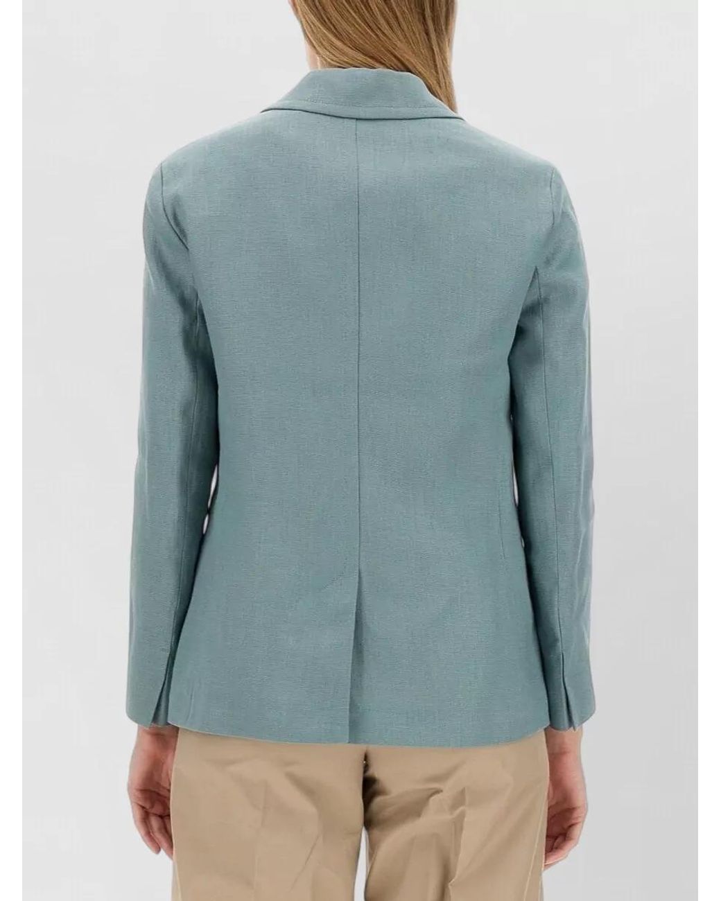 Max Mara Blue Linen Single-Breasted Blazer