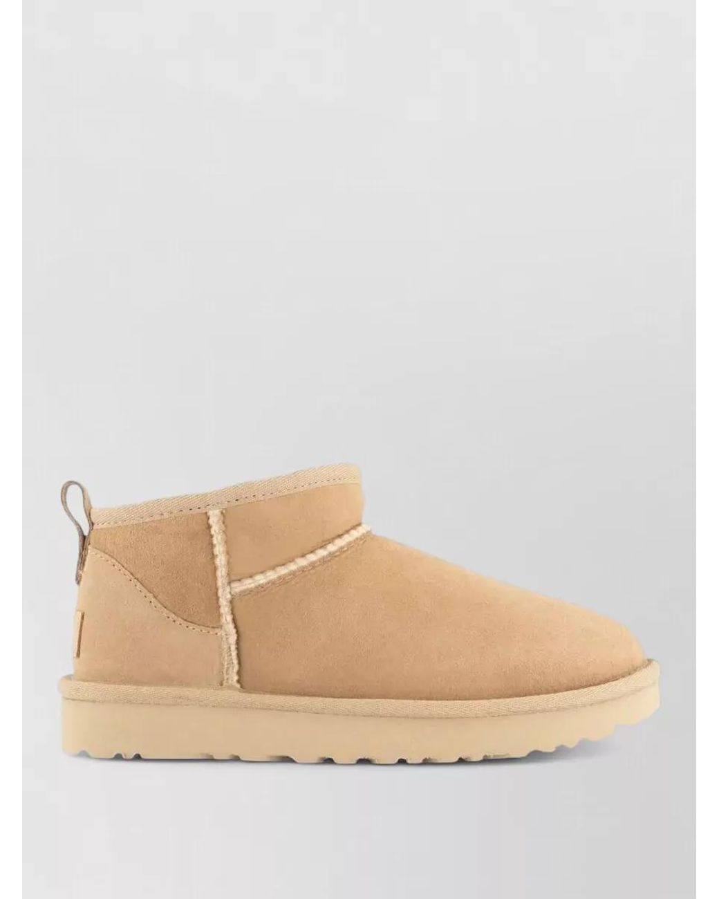 Ugg Natural Suede Leather Classic Ultra Mini Slippers