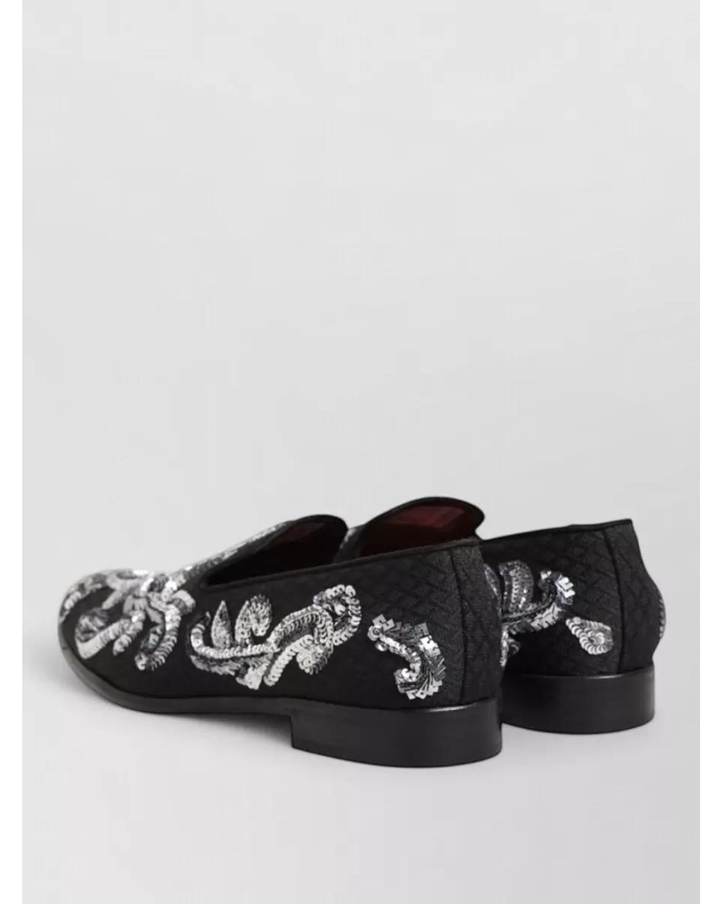 Dolce & Gabbana Black Floral-Embroidered Loafers for men