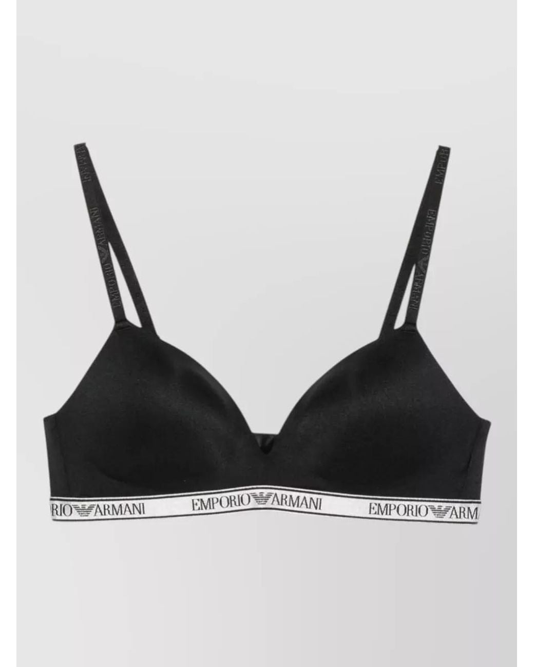 Emporio Armani Black Cotton Padded Triangle Bra