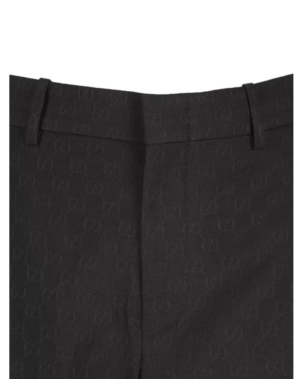 Gucci Black High-Rise Straight-Leg Gg Wool Tailored Trousers for men