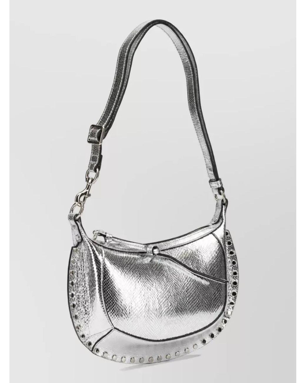 Isabel Marant White Oskan Moon Small Leather Clutch Bag