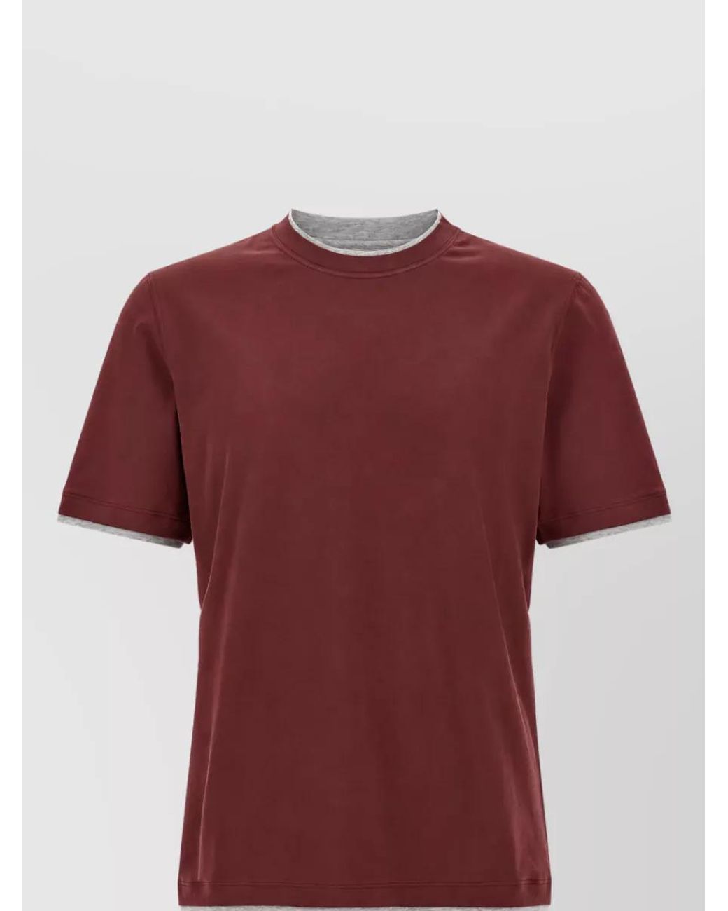 Brunello Cucinelli Red Cotton Regular-Fit Short-Sleeve T-Shirt for men