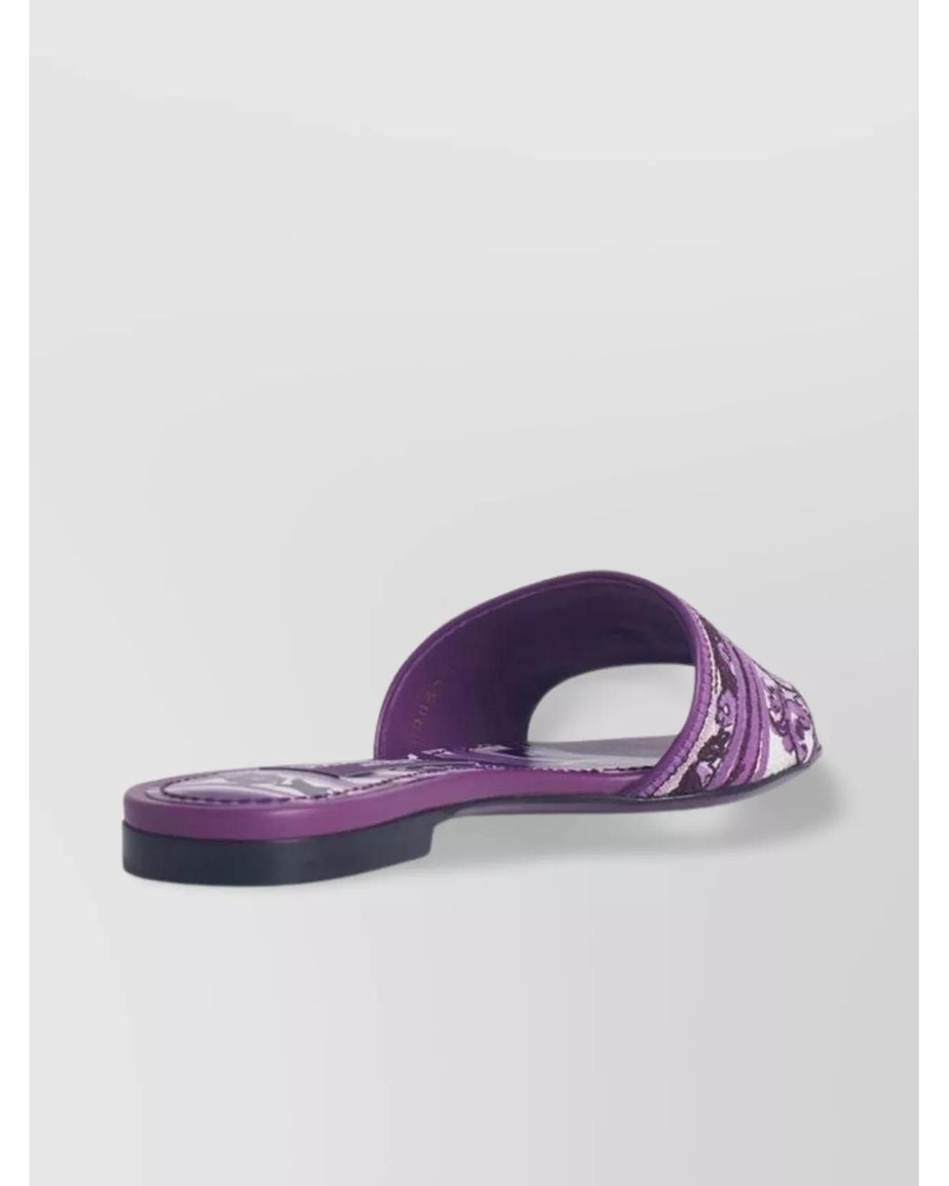 Dolce & Gabbana Purple Leather Embroidered Slides