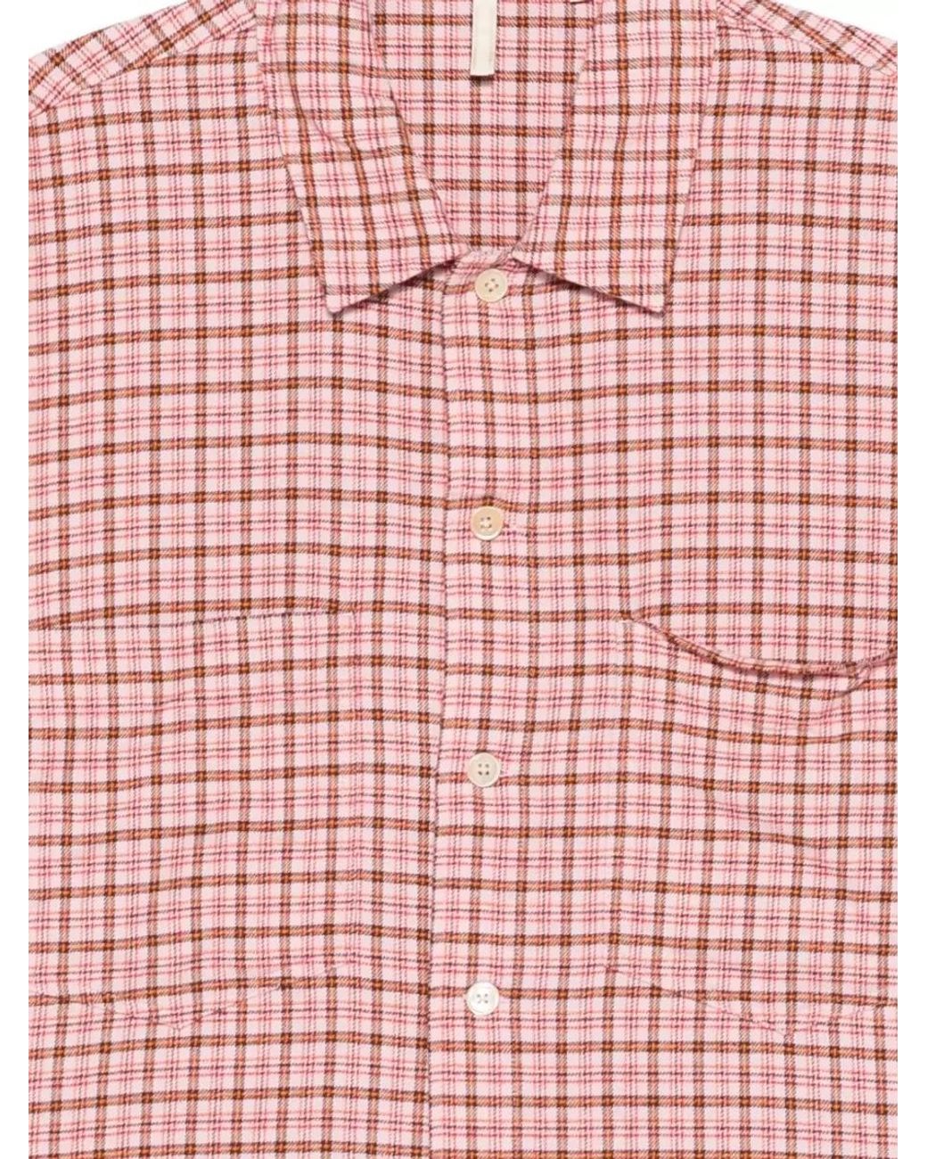 sunflower Pink Checked Short-Sleeve Shirt for men