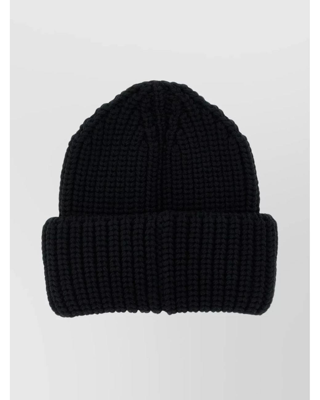 Moncler Black Ribbed Wool Beanie for men