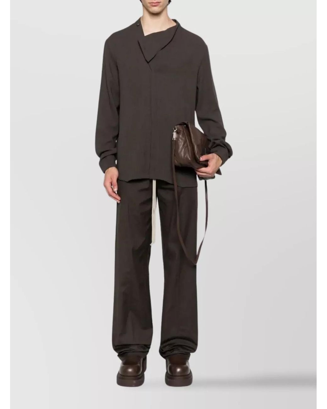 Rick Owens Gray Cotton Drawstring Loose Fit Trousers for men