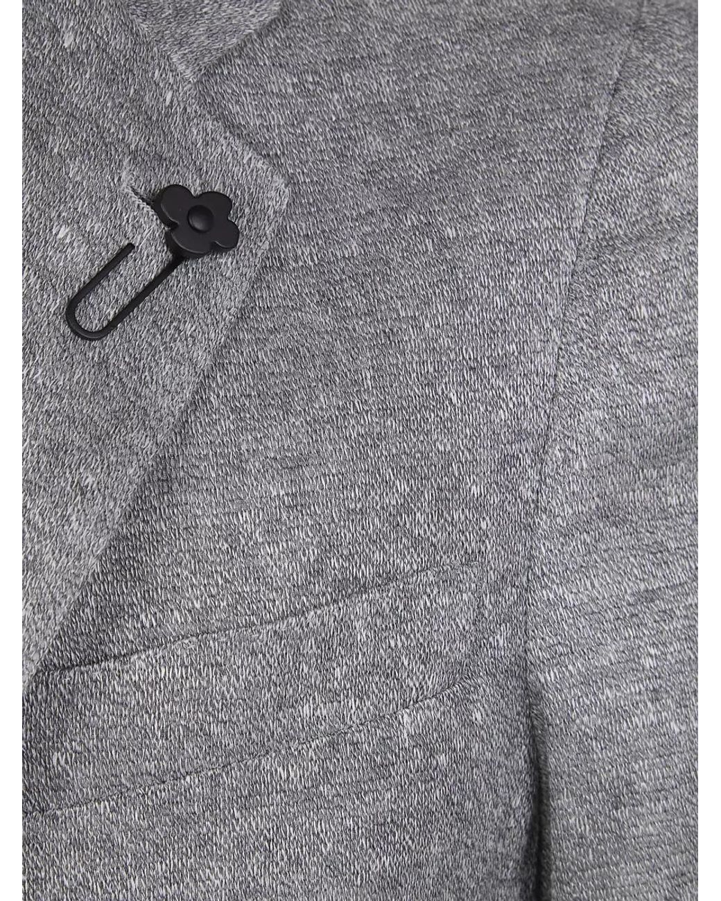 Lardini Gray Linen Cotton Knitted Suit Jacket for men