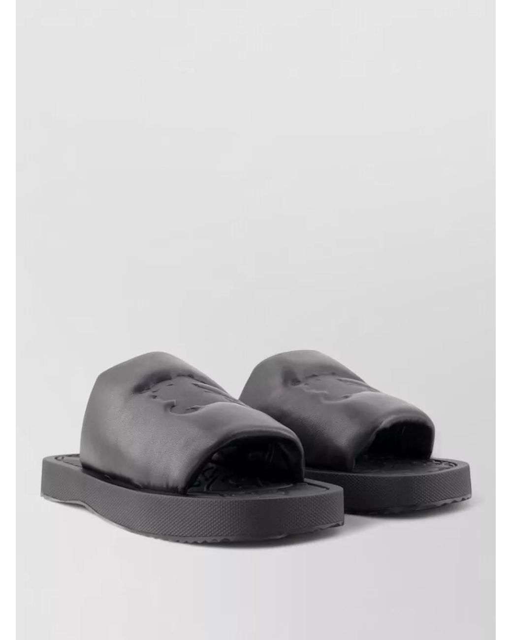 Burberry Gray Leather Slides