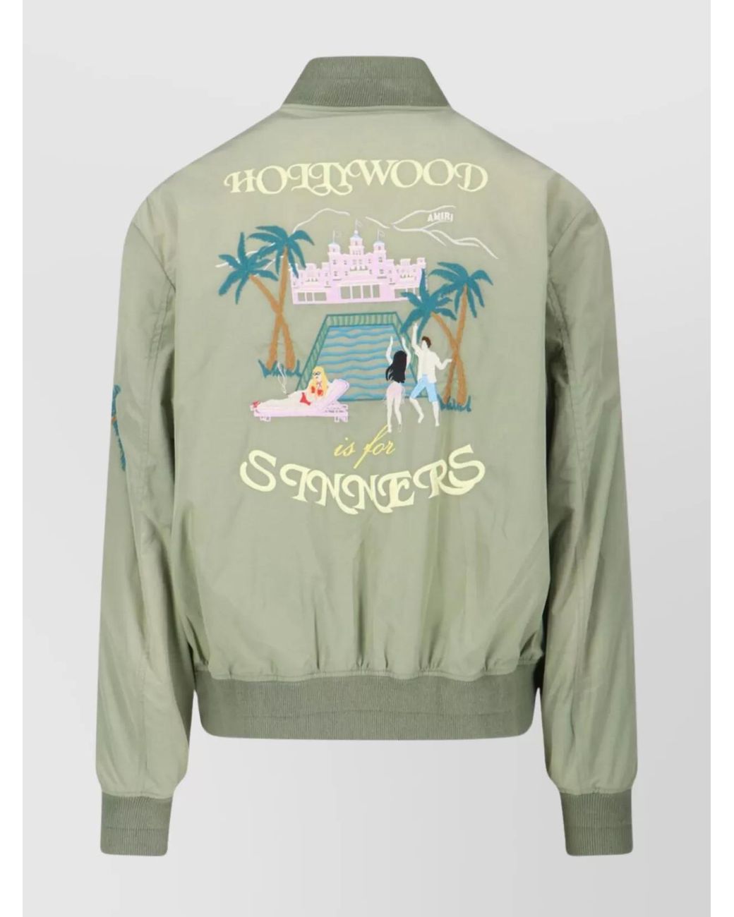 Amiri Green Embroidered Casual Jacket With Colorful Patches for men