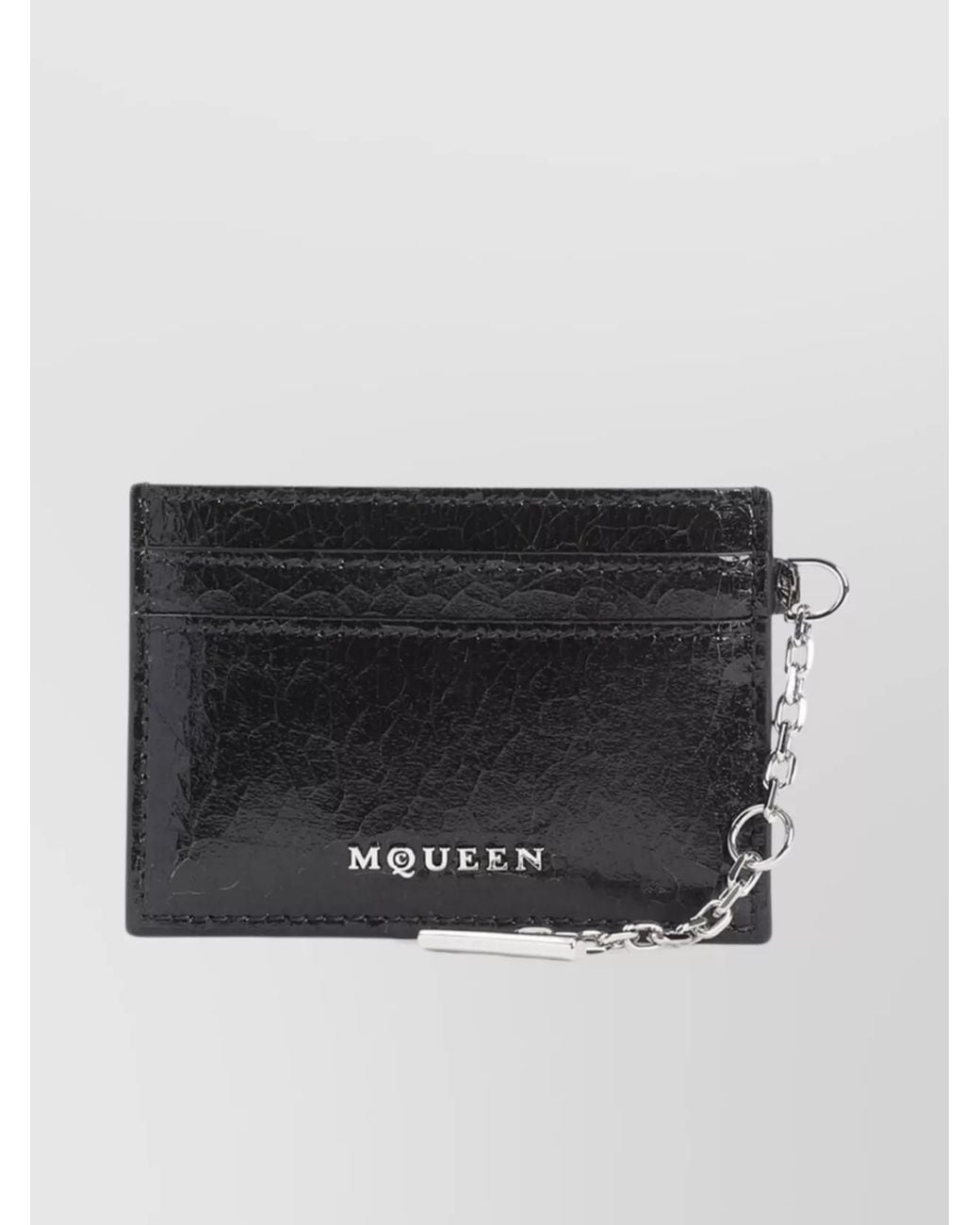 McQueen Black Leather Card Holder for men