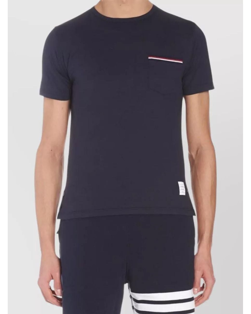 Thom Browne Blue Cotton Jersey Pocket T-Shirt for men