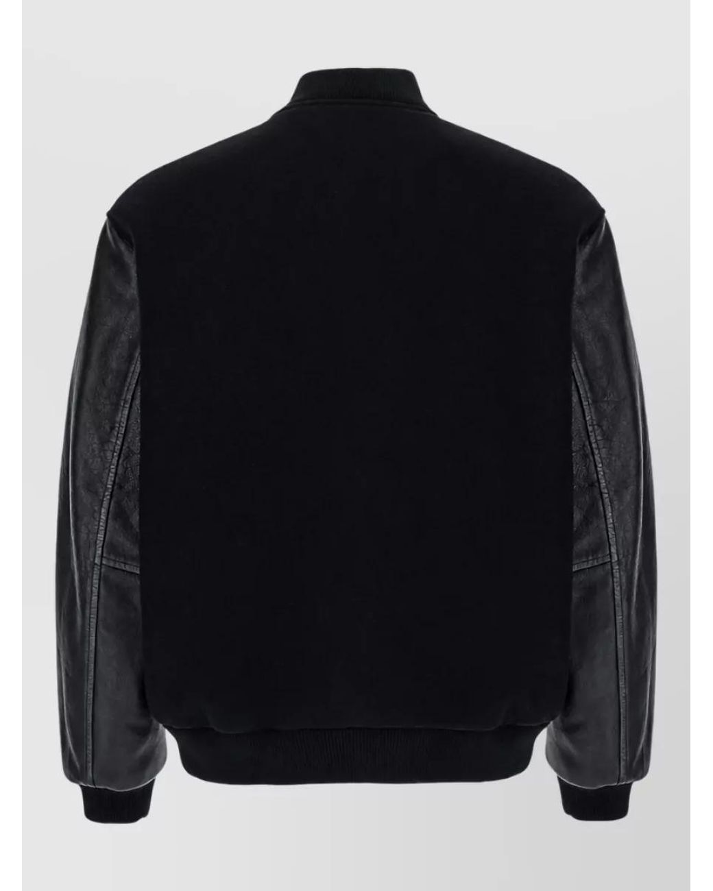 Emporio Armani Blue Leather Logo Bomber Jacket for men