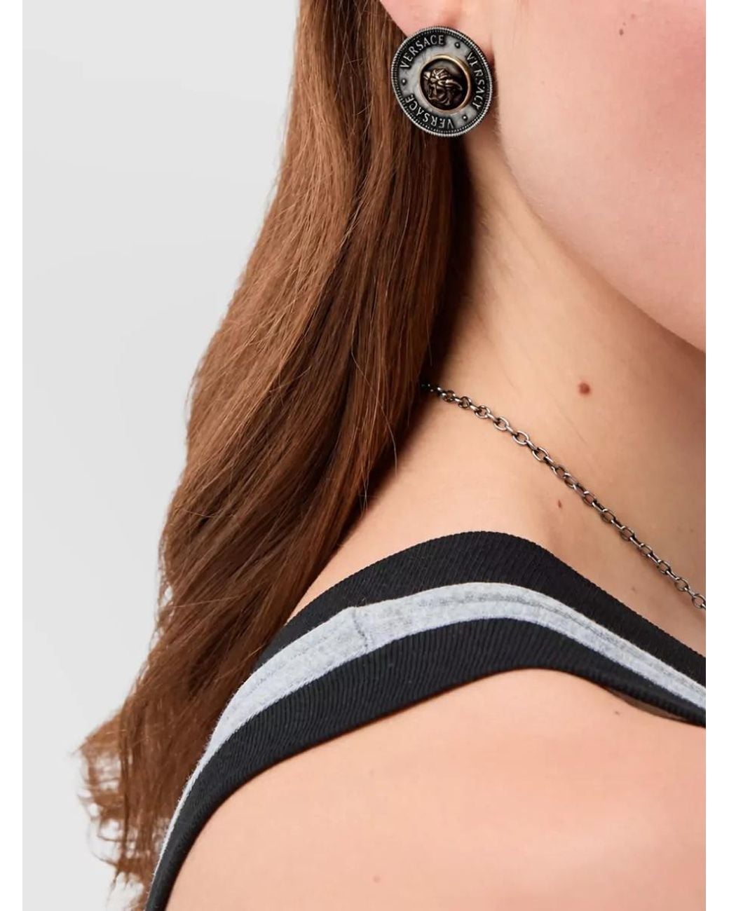 Versace Metallic Metal Stud Earrings