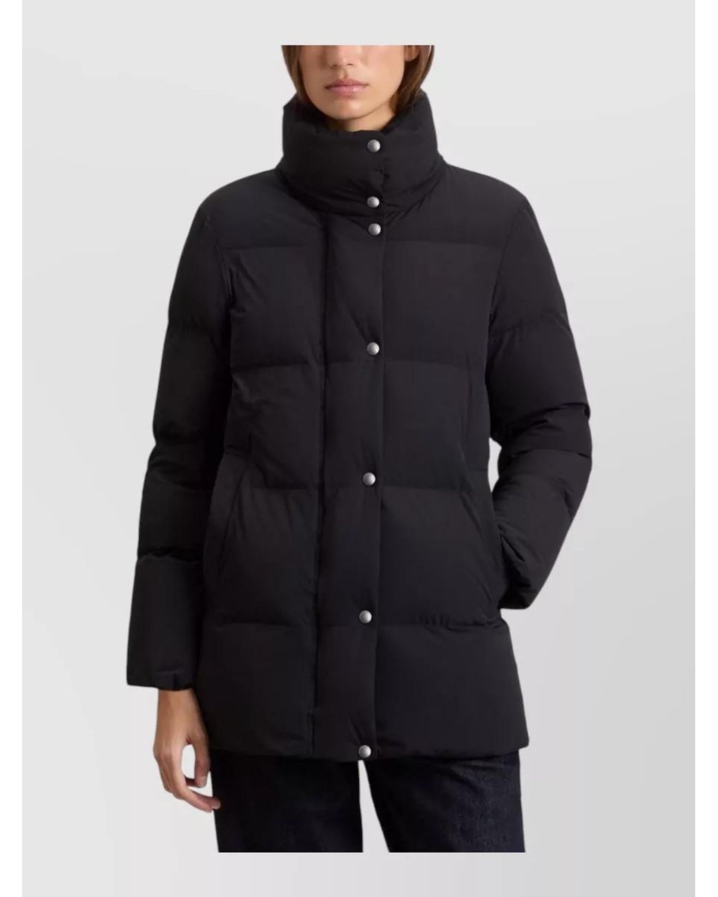 Woolrich Blue Quilted High-Neck Midi Down Jacket