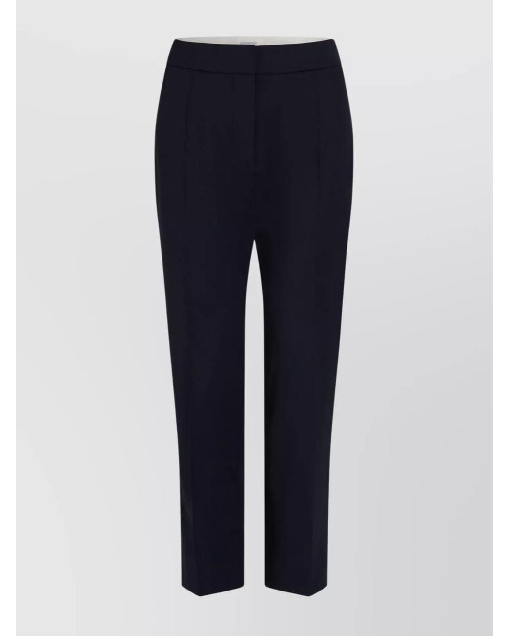Patou Blue Wool Cropped Straight-Leg Tailored Trousers