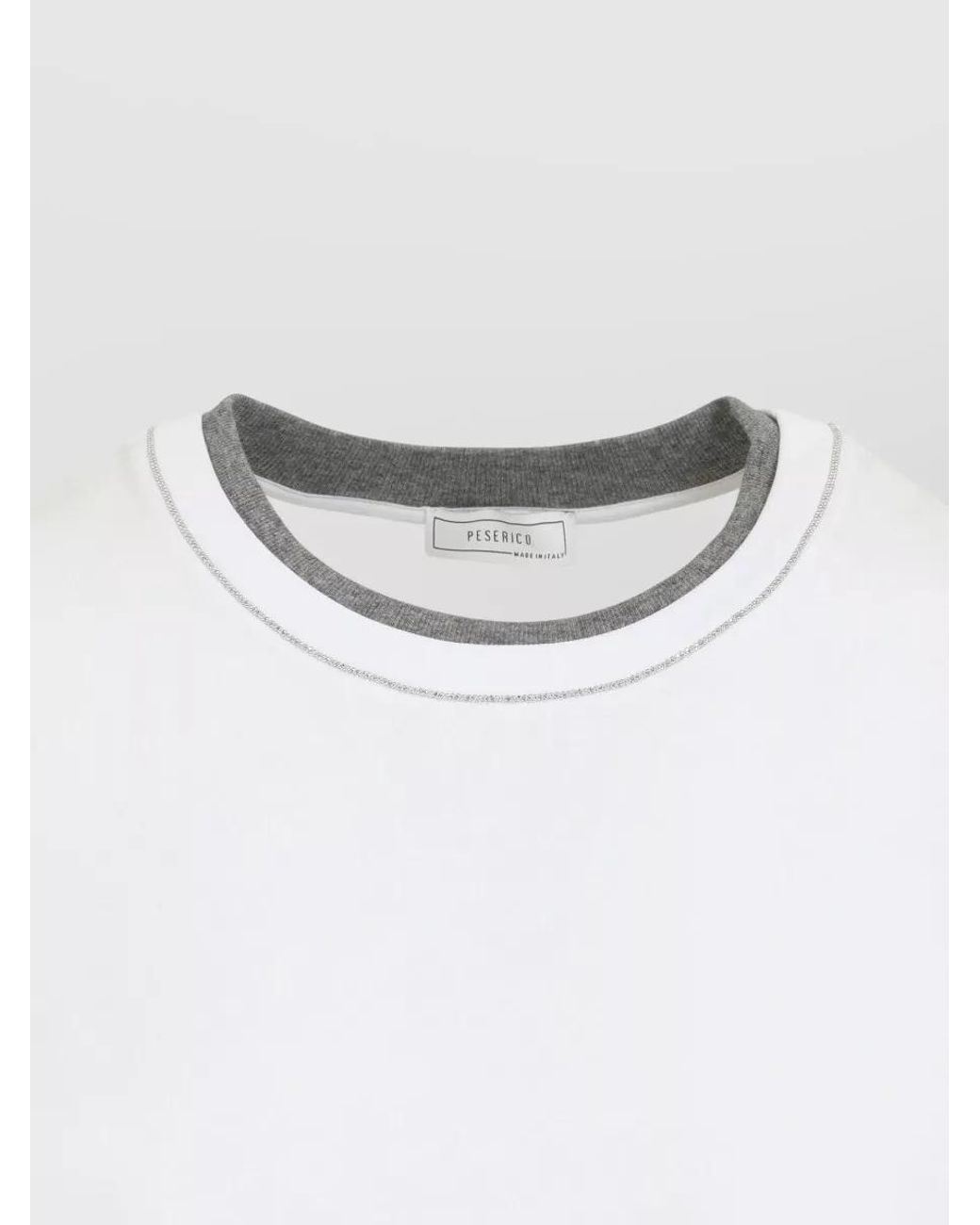 Peserico White Cotton Jersey Crew Neck Short Sleeve T-Shirt