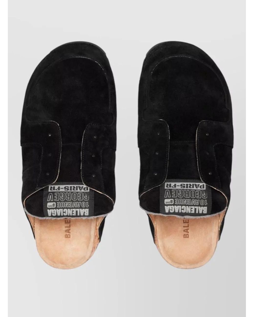 Balenciaga Black Leather Dumbo Mule Slippers for men