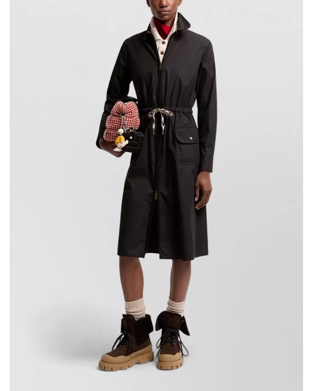 Moncler Black Knee-Length Coat