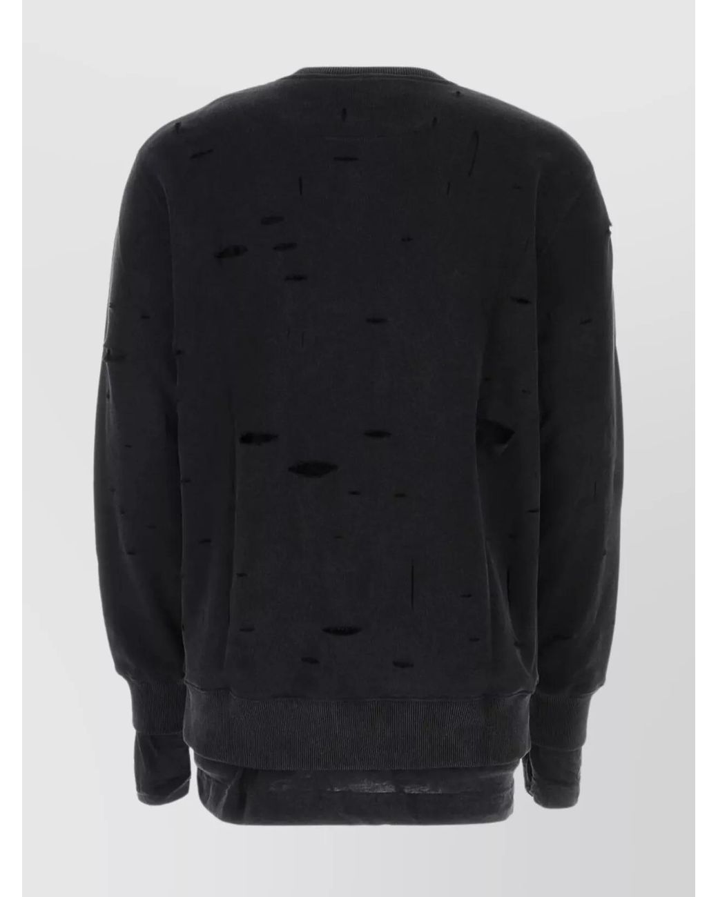 Givenchy Black Cotton Distressed Logo-Print Crewneck Sweatshirt for men