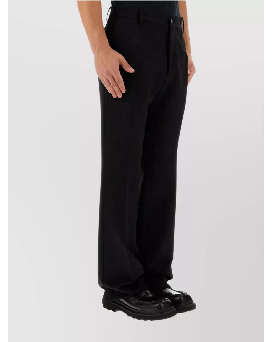 Dolce & Gabbana Black Virgin Wool Flared Wide-Leg Trousers for men