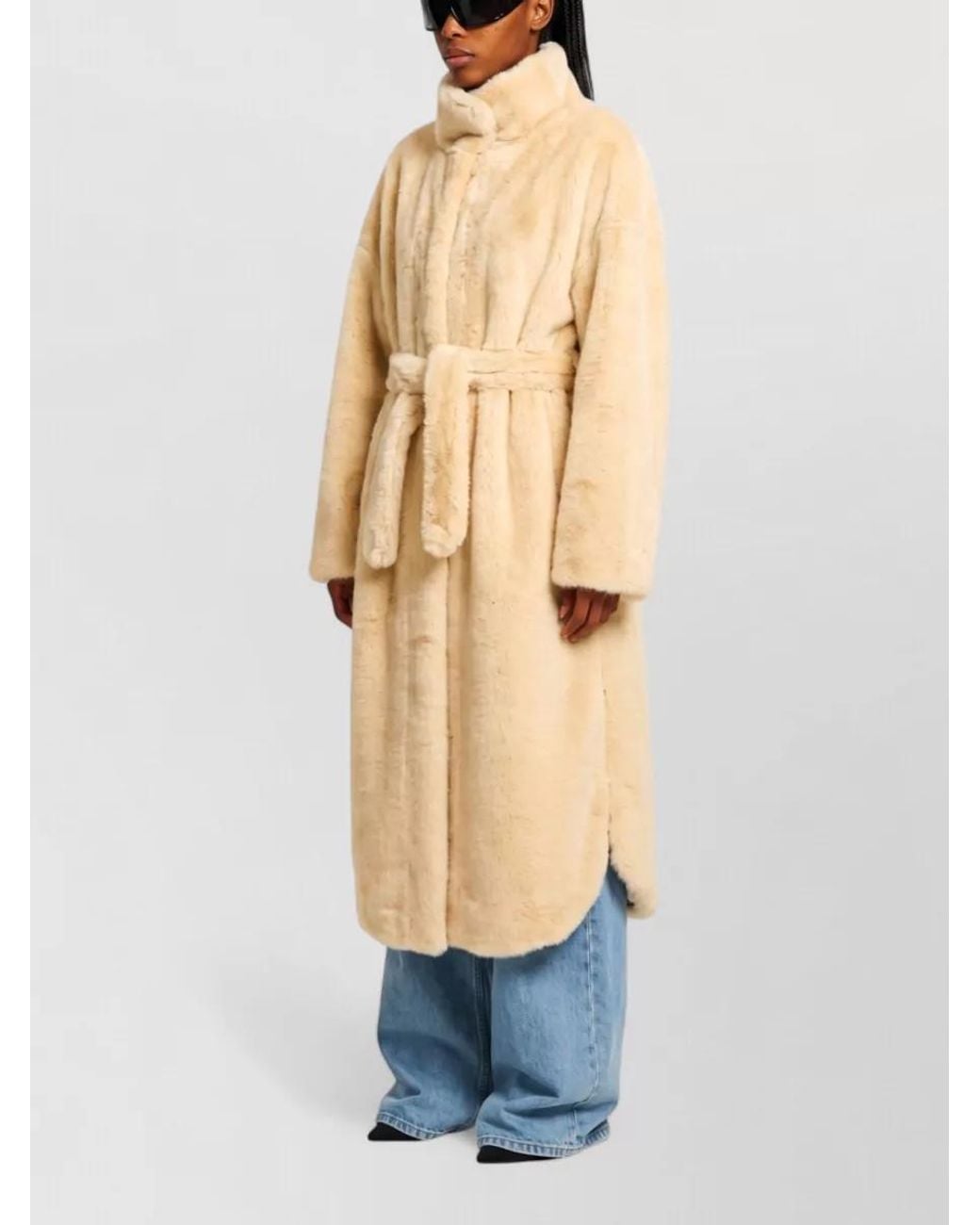 Frankie Shop Blue Ravello Faux Fur Robe Coat