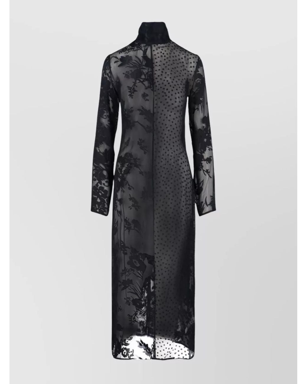 MARINE SERRE Black Silk Midi Dress