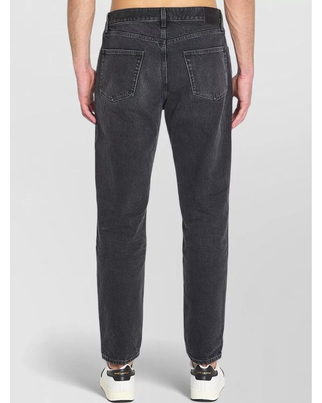 Saint Laurent Gray Denim Mid-Rise Straight-Leg Jeans for men