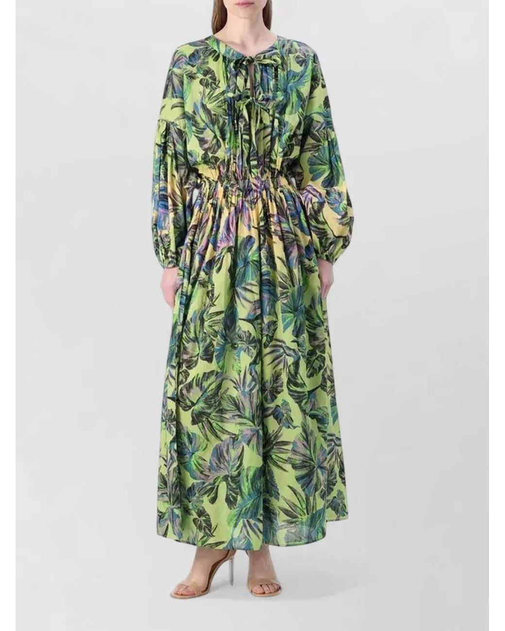 Pinko Green Cotton Maxi Dress