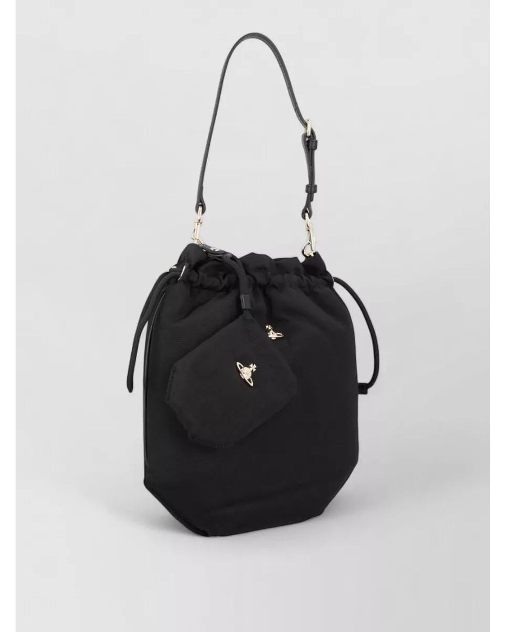 Vivienne Westwood Black Orb Viscose Drawstring Shoulder Bag