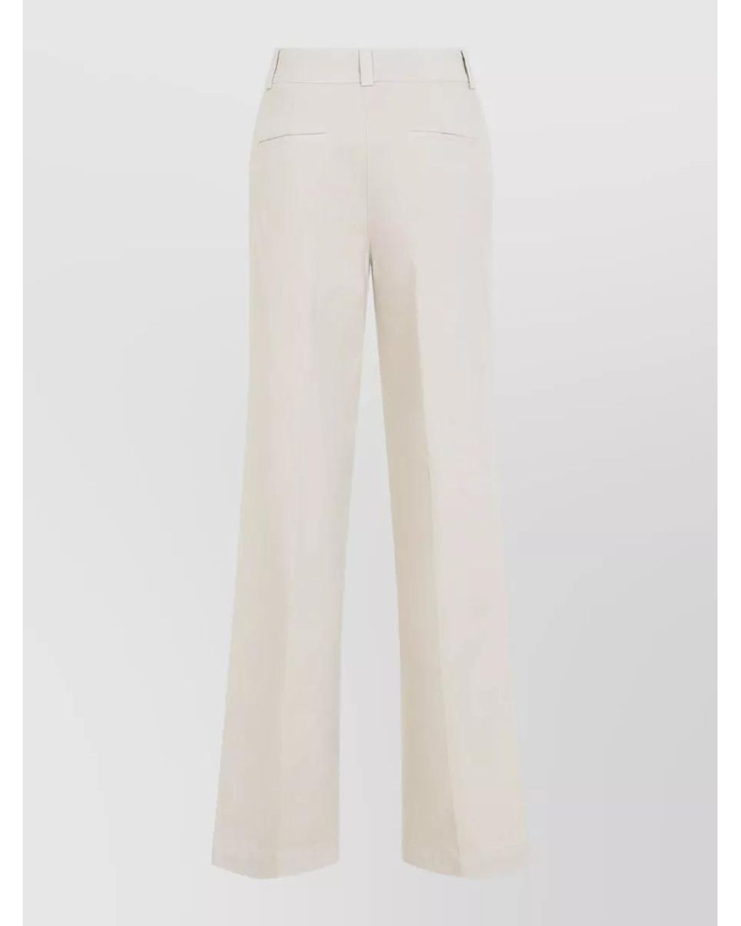 Peserico White Cotton High-Rise Wide-Leg Trousers