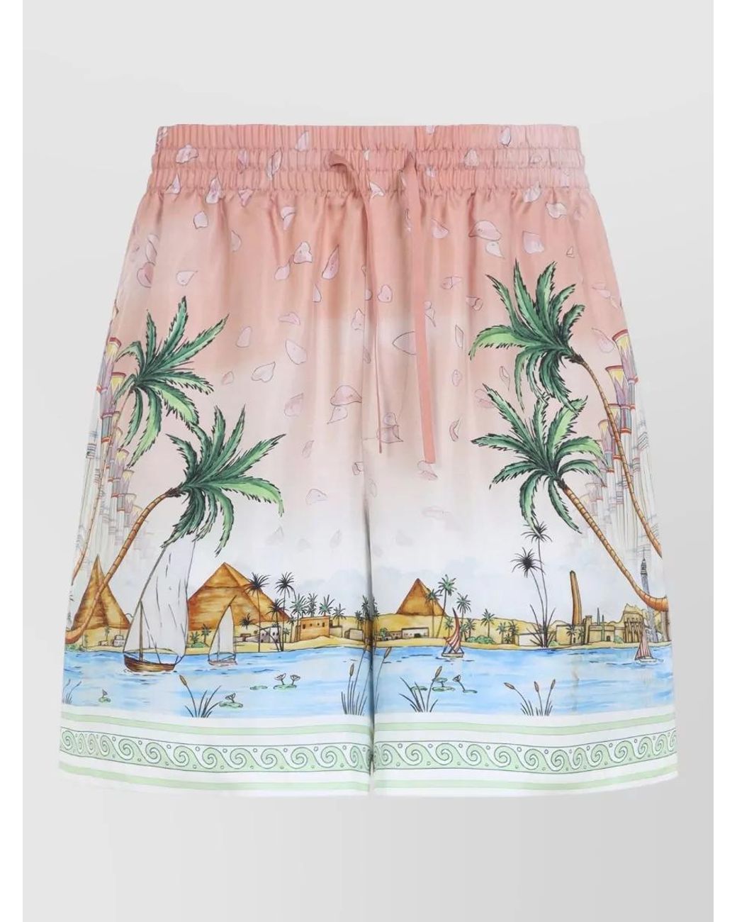 Casablanca Multicolor Silk Printed Swim Shorts for men