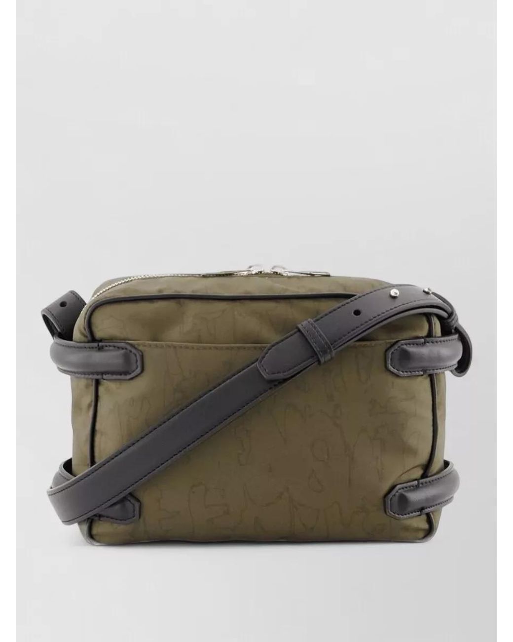 McQueen Gray Nylon Camera Crossbody Bag for men