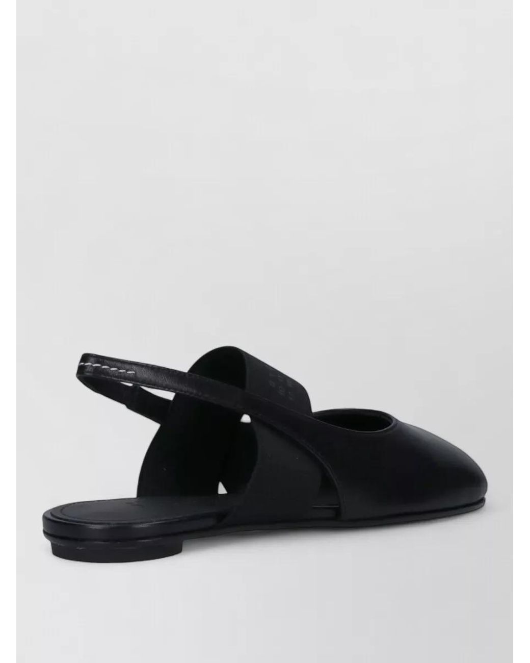MM6 by Maison Margiela Black Leather Open-Toe Slingback Sandals