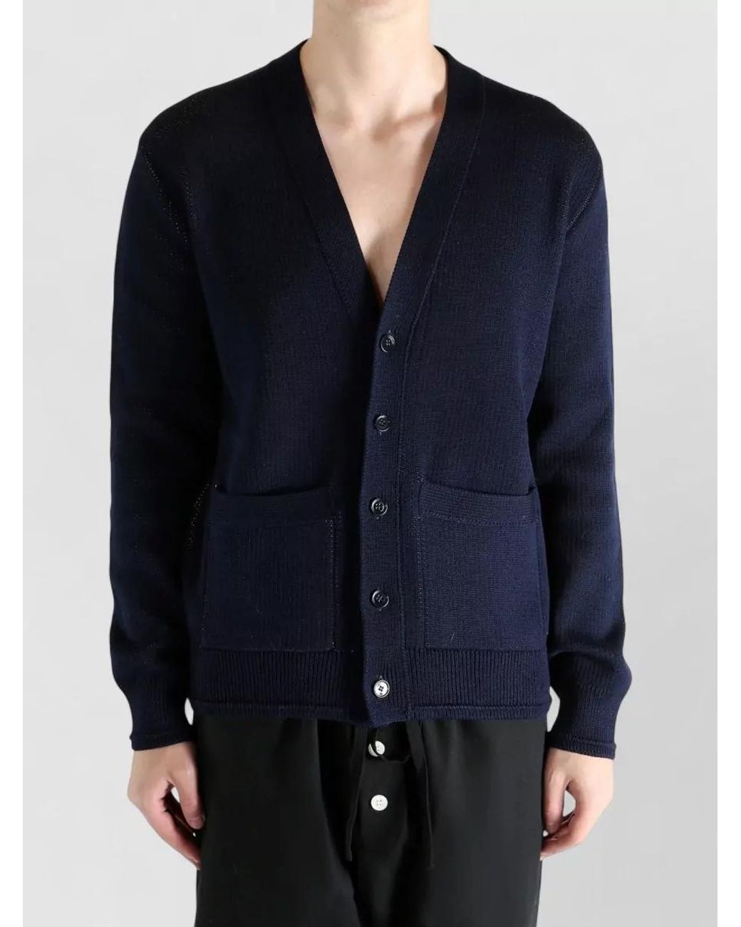 Givenchy Blue Cotton V-Neck Cardigan for men