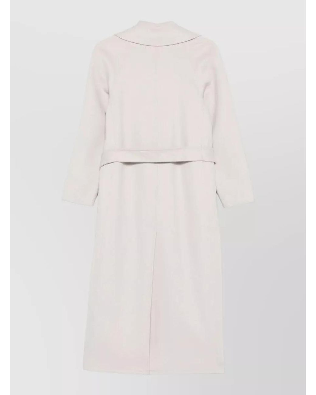 Paltò White Wool Belted Trench Coat
