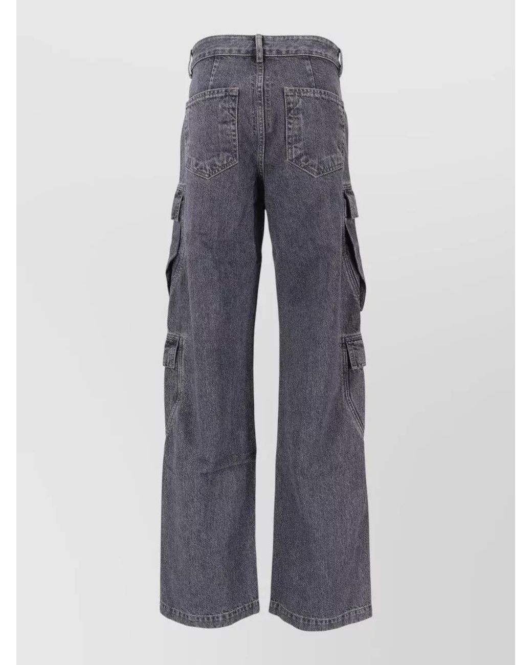 Rick Owens Gray Cotton Wide-Leg Cargo Jeans