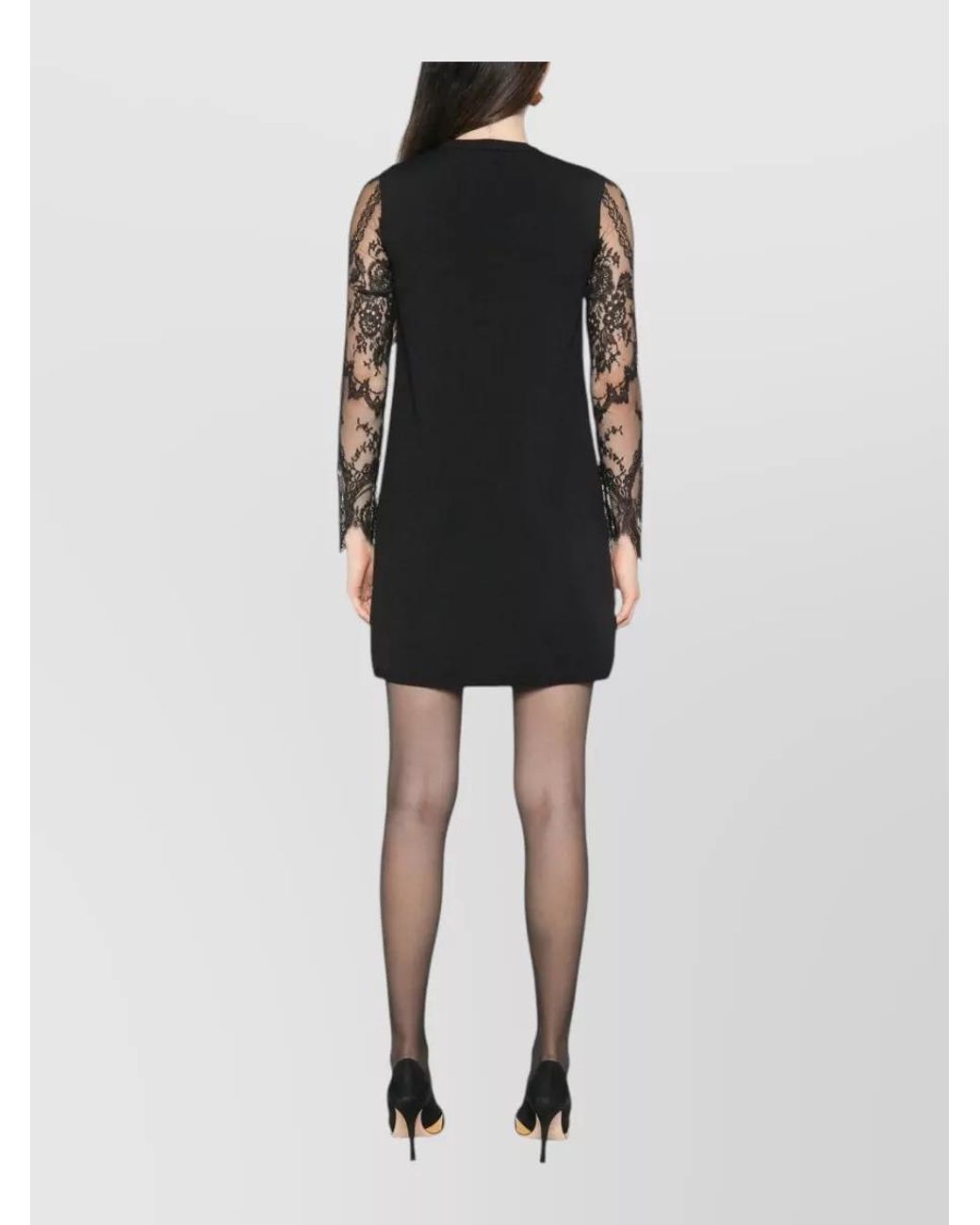 Valentino Garavani Black Lace-Embroidered Long-Sleeve Mini Dress