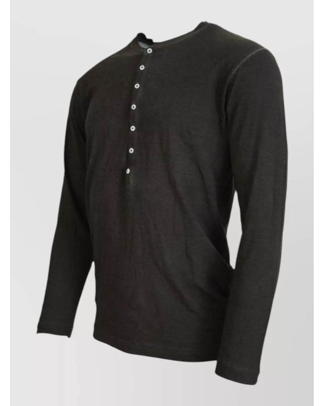 DSquared² Black Cotton Linen Long-Sleeve Henley T-Shirt for men