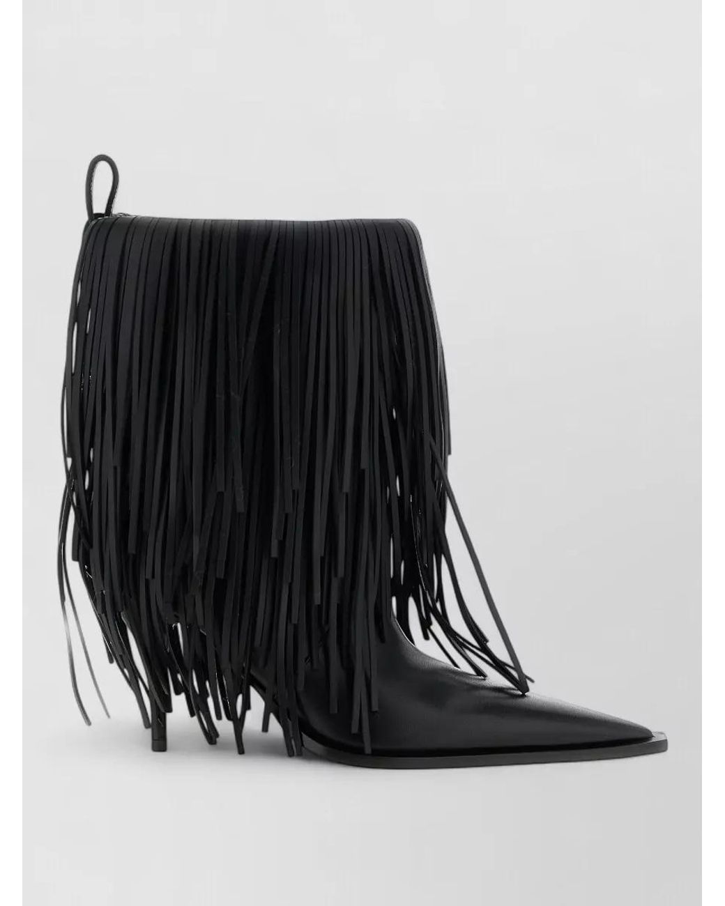Balenciaga Black Leather Avenue Fringe Ankle Boots