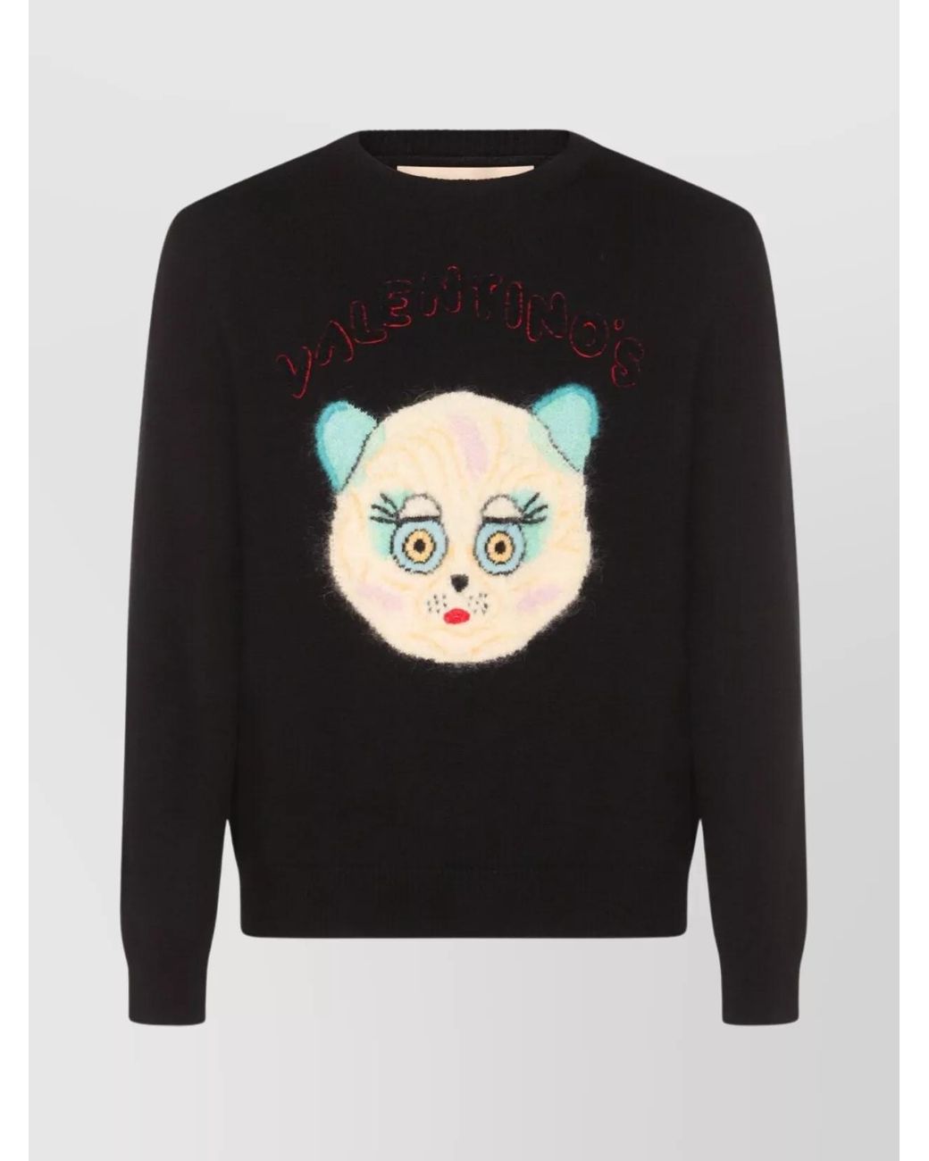 Valentino Black Ribbed Crewneck Sweater for men