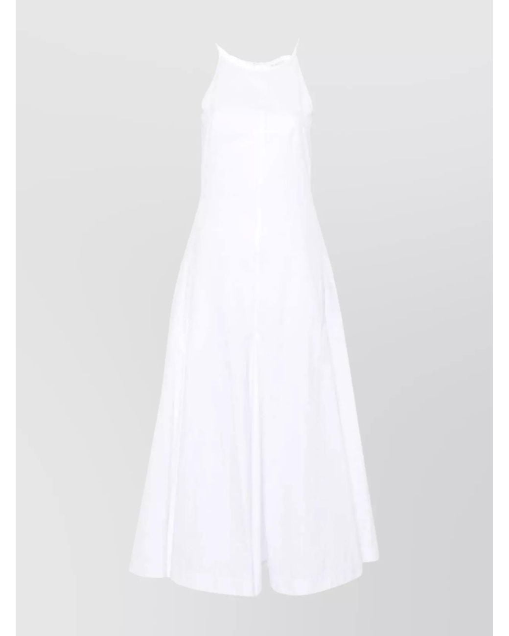 Sportmax White Cotton Sleeveless Flared Midi Dress