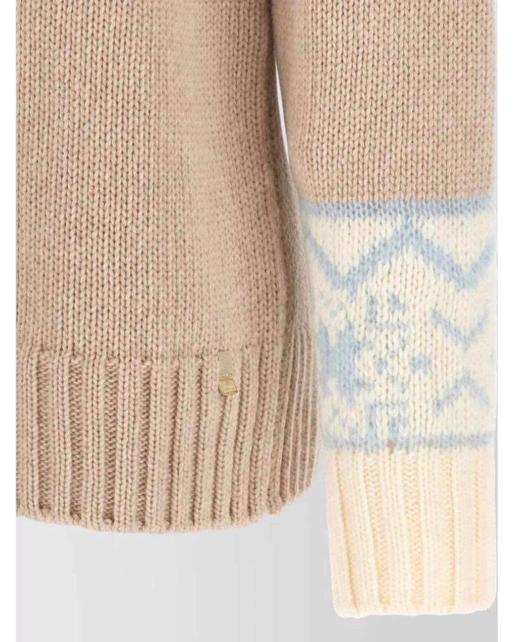 Herno Natural Cashmere Wool Jacquard Knit High-Neck Jumper